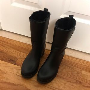LK Bennett Black Leather Winter Boots Fleece lined